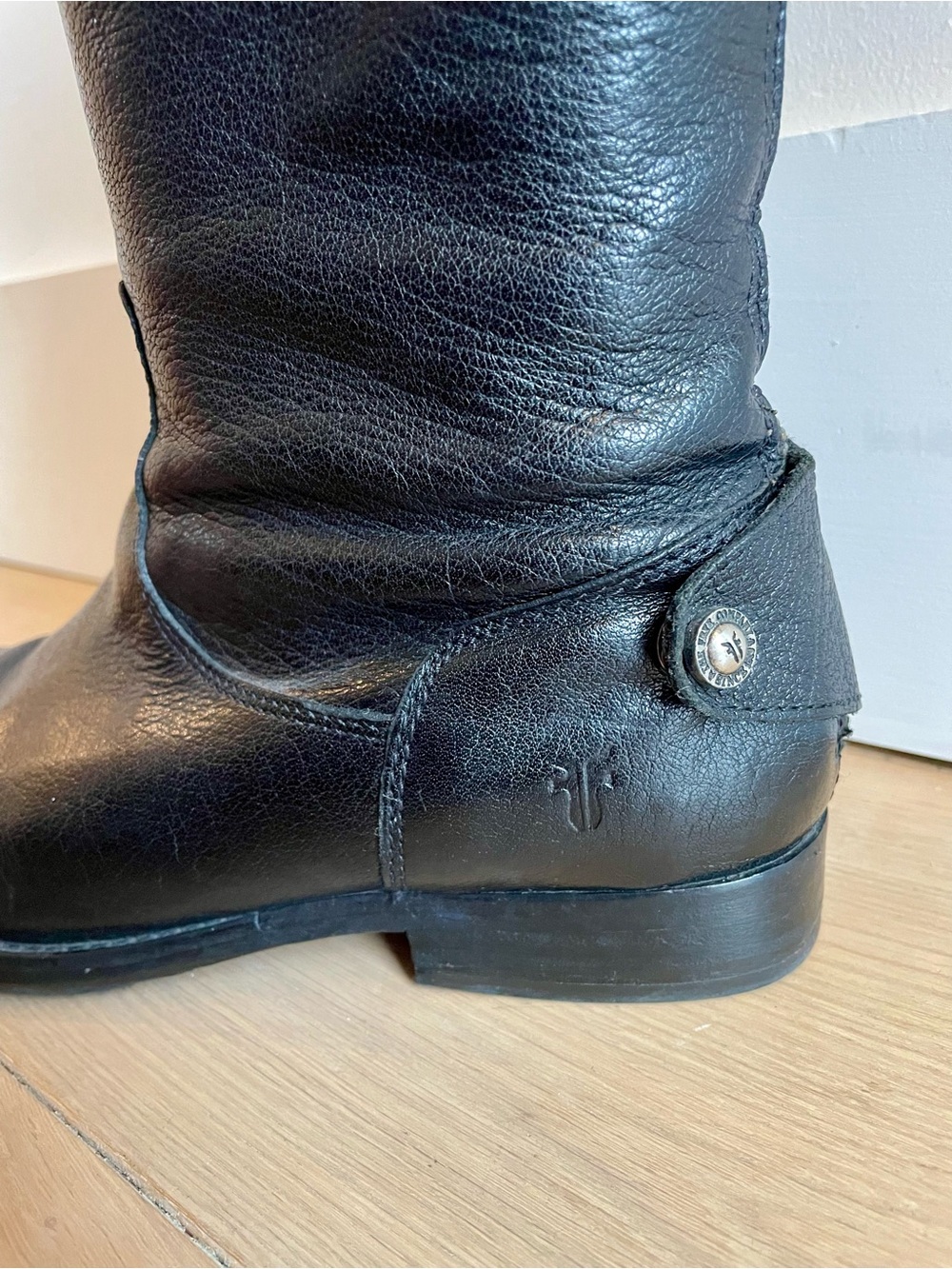 Frye Tall Black Leather Riding Boots • Size 7.5 B • Made in Mexico - Picture 6 of 14